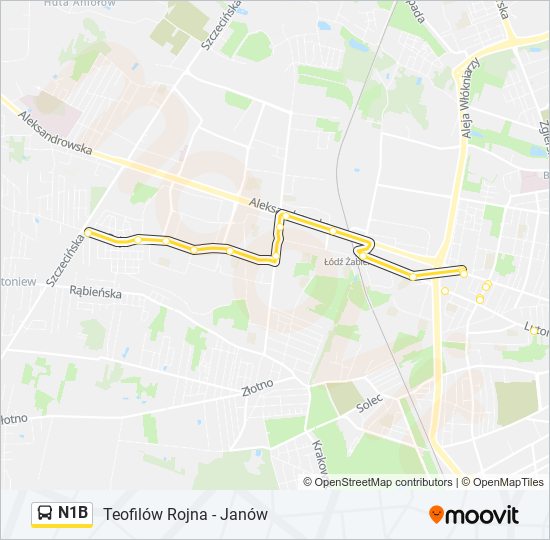 N1B bus Line Map