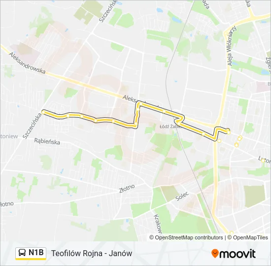 N1B Bus Line Map