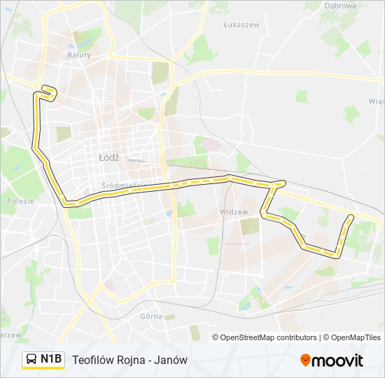 N1B bus Line Map