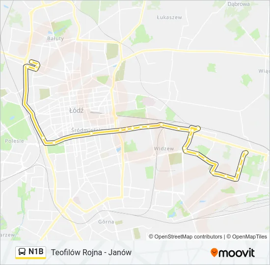N1B Bus Line Map