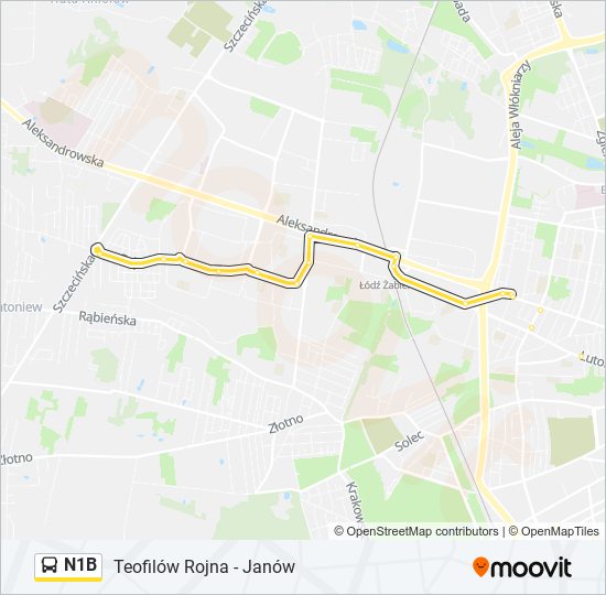 N1B bus Line Map