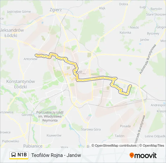 N1B Bus Line Map