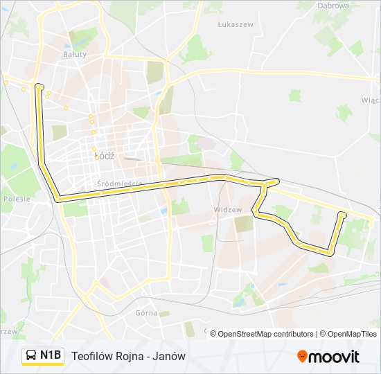 N1B bus Line Map