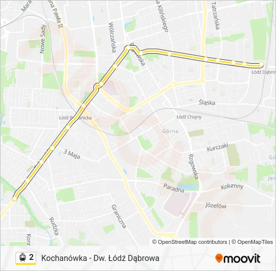 Трамвай 2: карта маршрута