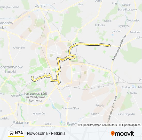 N7A bus Line Map