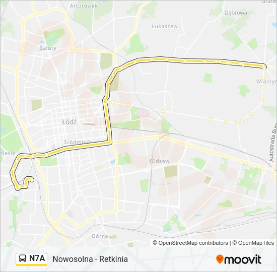 Автобус N7A: карта маршрута