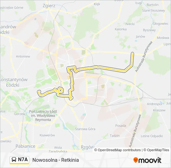 Автобус N7A: карта маршрута