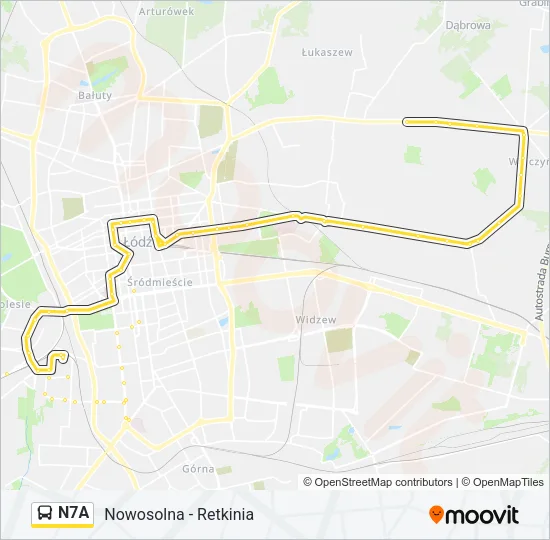 Автобус N7A: карта маршрута