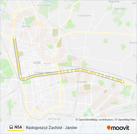 N5A bus Line Map