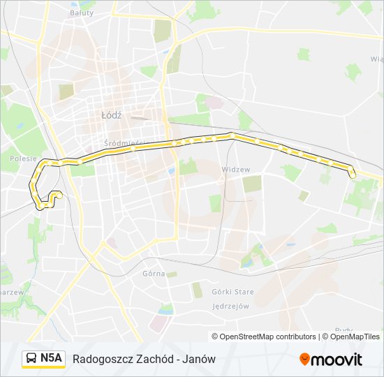 N5A bus Line Map