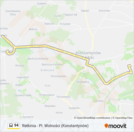 Mapa linii autobus 94