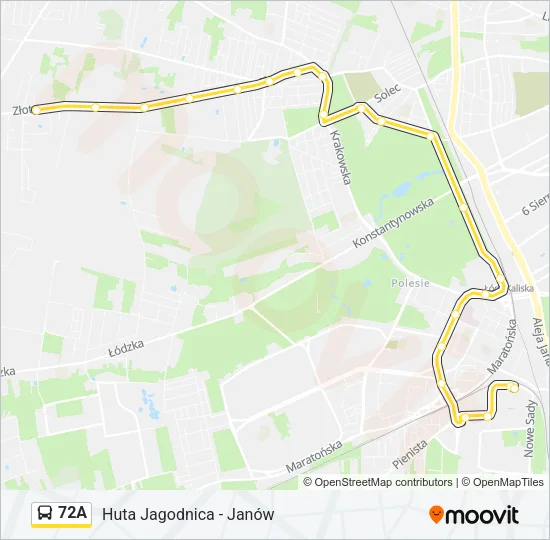 Автобус 72A: карта маршрута
