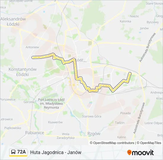 Автобус 72A: карта маршрута