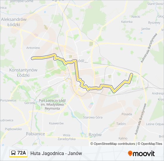 Mapa linii autobus 72A