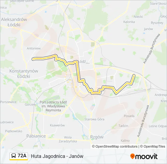 Автобус 72A: карта маршрута