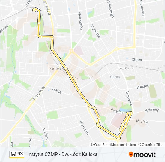 93 bus Line Map