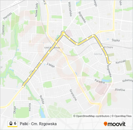 Трамвай 6: карта маршрута