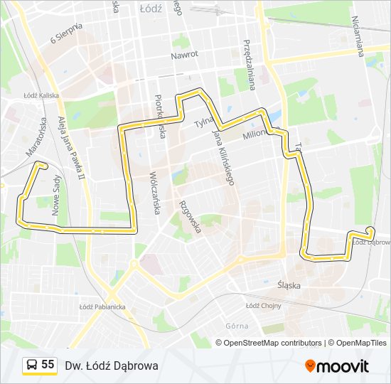 55 bus Line Map