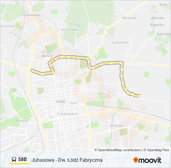 58B bus Line Map