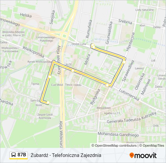 87B bus Line Map