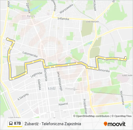 Автобус 87B: карта маршрута