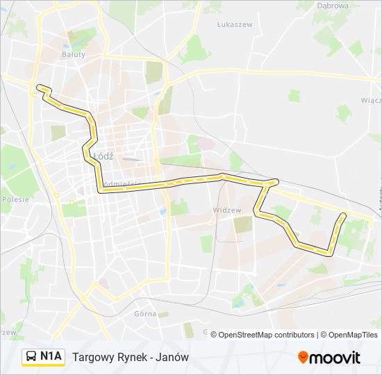 N1A bus Line Map