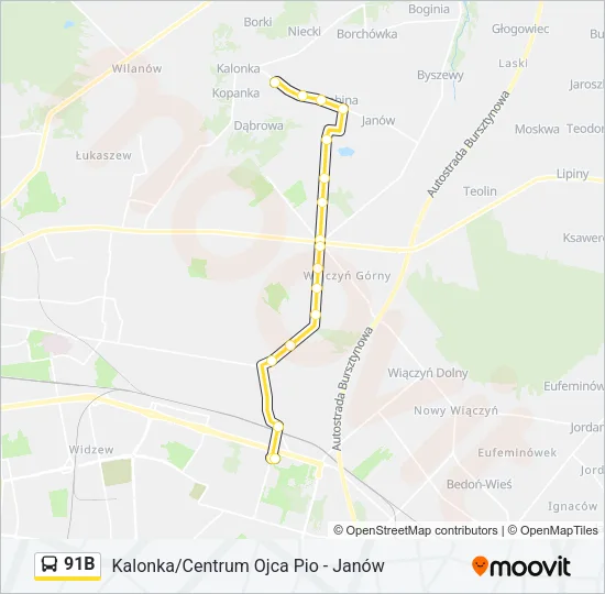 91B Bus Line Map