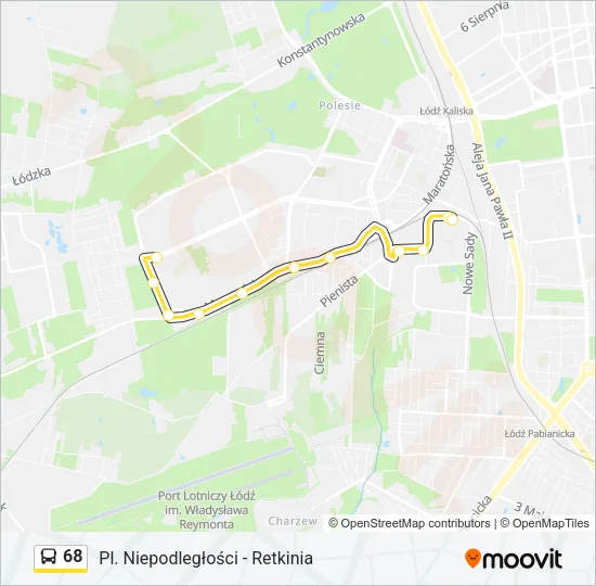 Автобус 68: карта маршрута