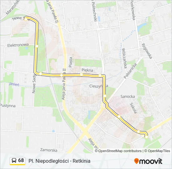 Автобус 68: карта маршрута