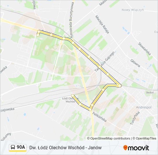 90A bus Line Map