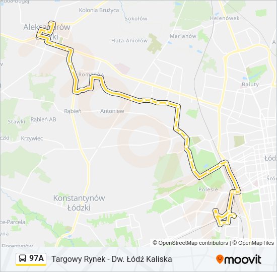 Автобус 97A: карта маршрута