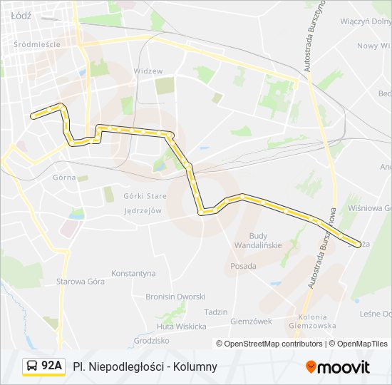 92A bus Line Map