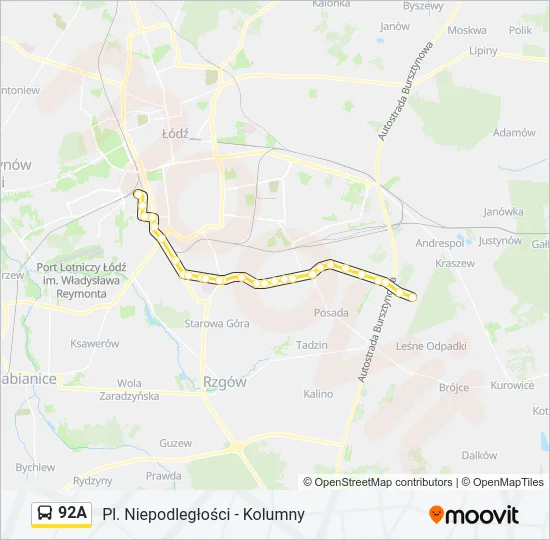 92A Bus Line Map