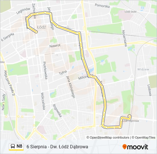 N8 bus Line Map