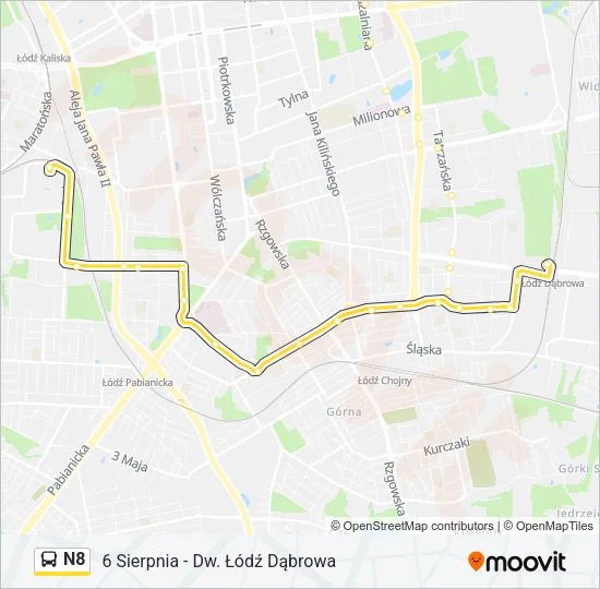 N8 Bus Line Map
