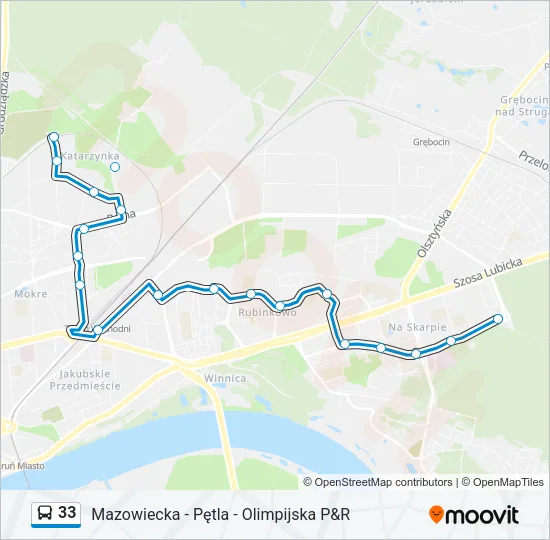 Автобус 33: карта маршрута
