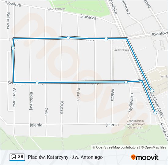 38 bus Line Map