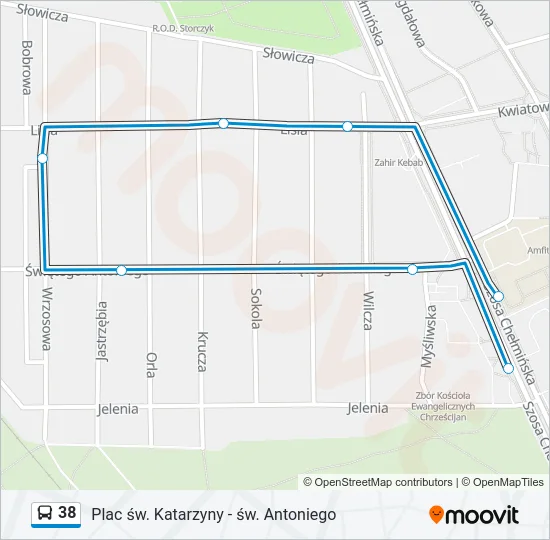 Автобус 38: карта маршрута