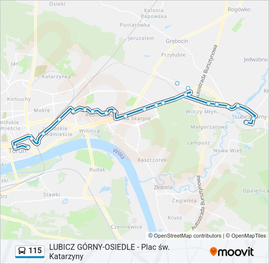 115 bus Line Map