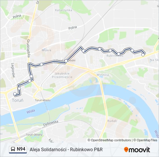 N94 bus Line Map