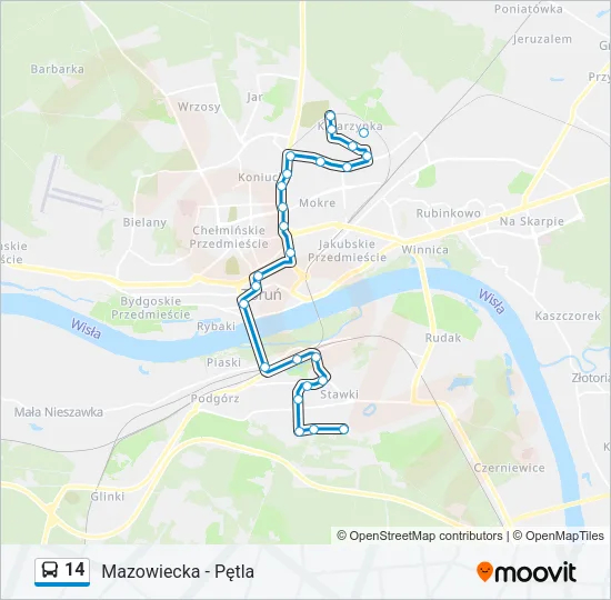 Автобус 14: карта маршрута
