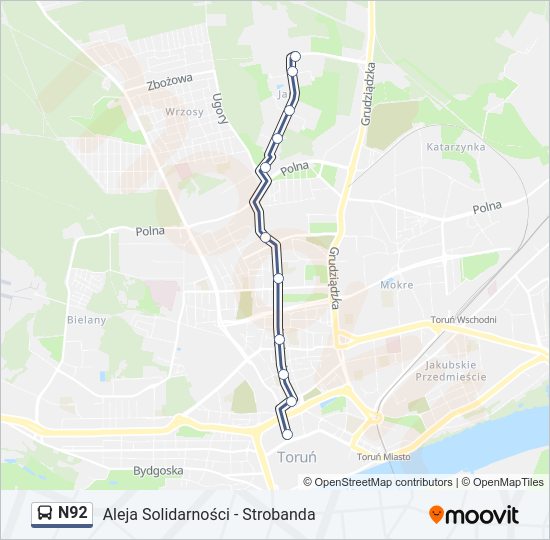 N92 bus Line Map