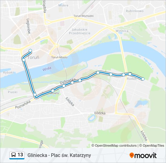 Автобус 13: карта маршрута
