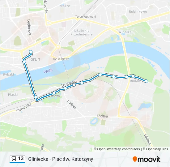 Автобус 13: карта маршрута