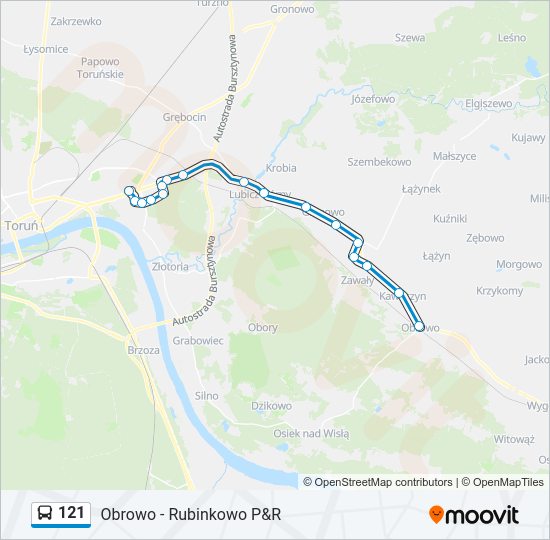 121 bus Line Map