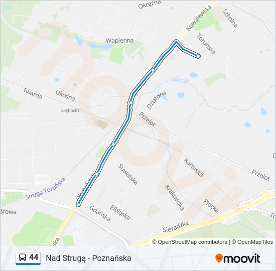 44 bus Line Map