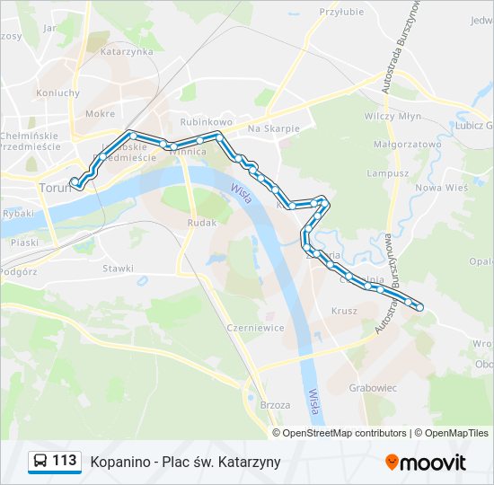 113 bus Line Map