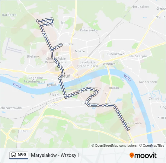 N93 Bus Line Map
