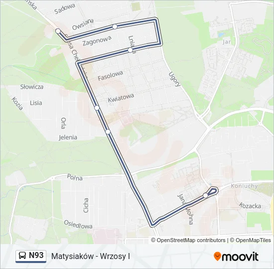 N93 Bus Line Map