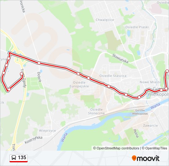 135 bus Line Map